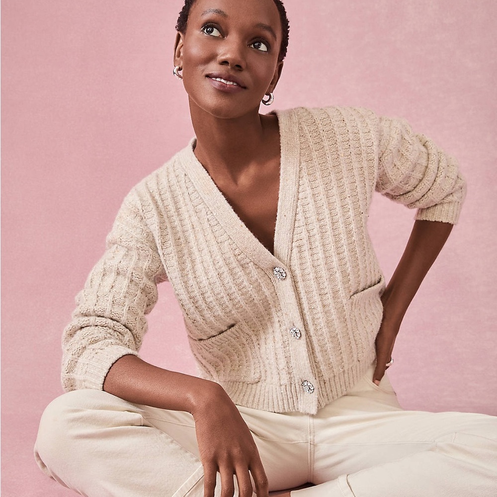 LOFT Women's Beige Cardigan Sweater - Picture 5 of 5